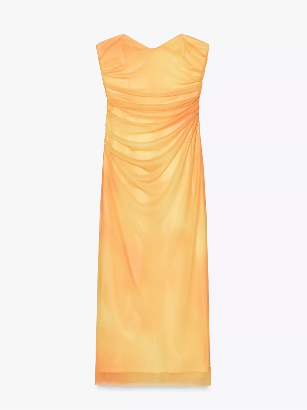 Zara Yellow Sweetheart Neck Strapless Gradient Tulle Dress
